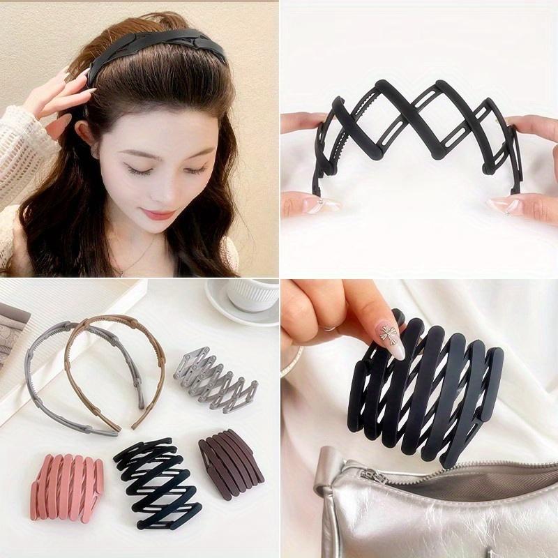 5Pcs Portable Retractable Hair Bands Women Non-Slip Teeth Grip Minimalist Resin for Gym Face Wash