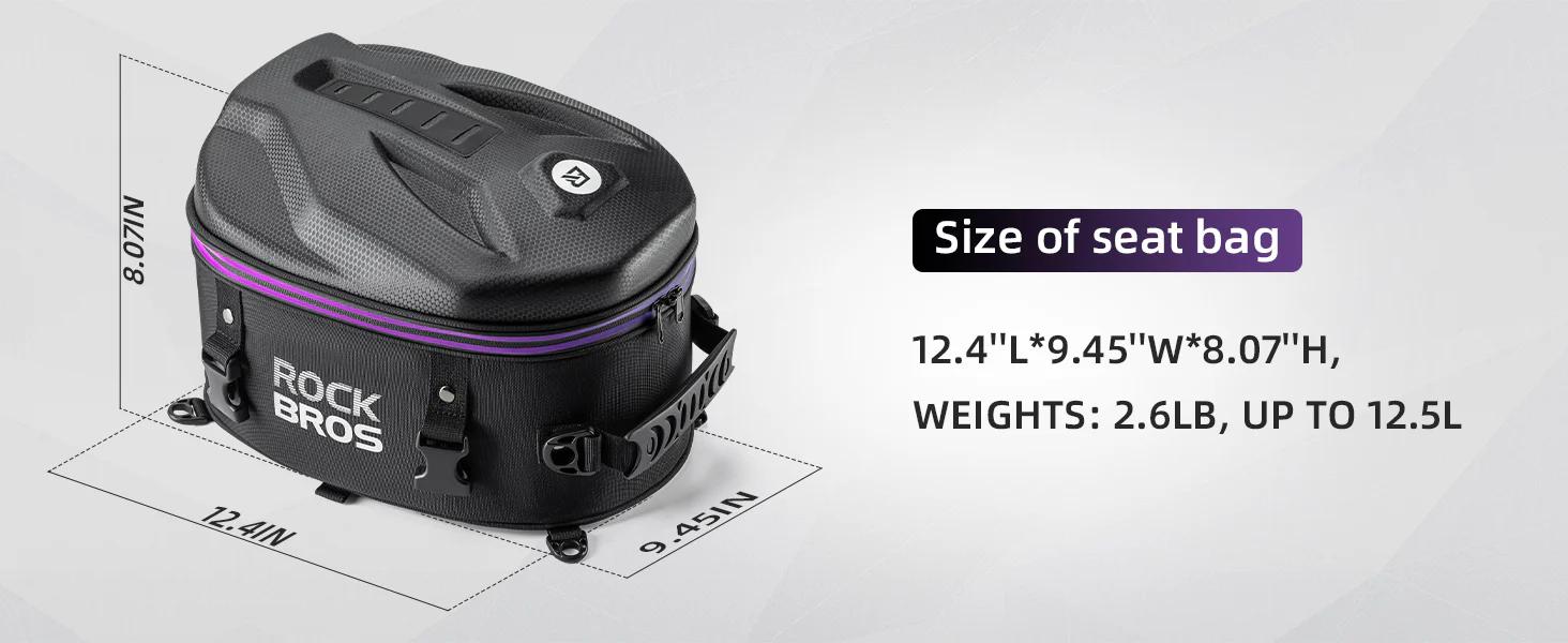 ROCKBROS Waterproof Tail Motorcycle Tail Rear Seat Bag 12.5L Storage Backpacks Hard Shell