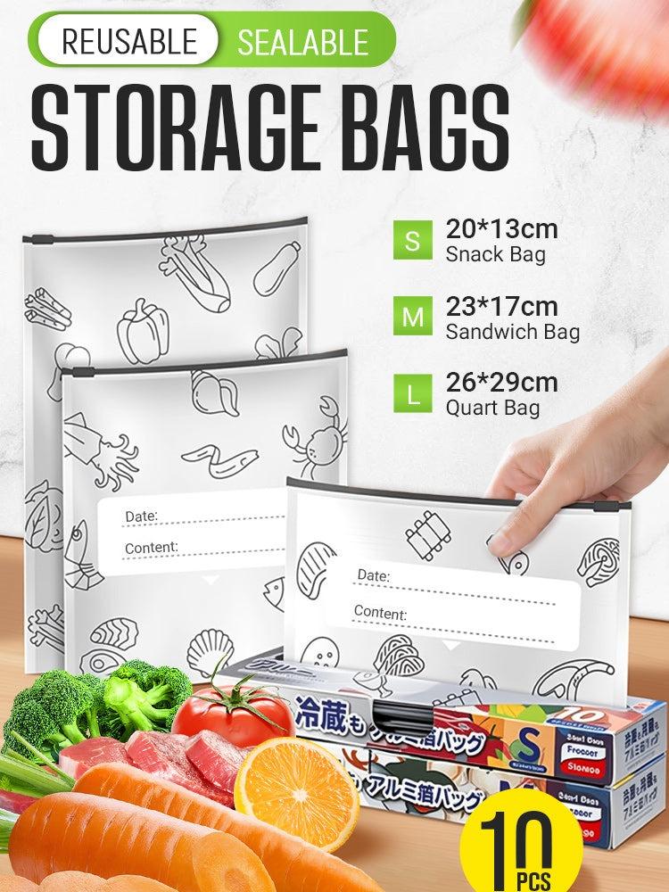 (30PCS, 3 Size) 2025 New Resealable Vacuum Zipper Pouches Food Preservation Bags Reusable Airtight Waterproof Vegetable Storage Container for Kitchen Utensils