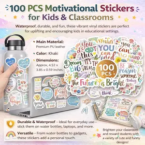100pcs Motivational Stickers Bulk Lot – Waterproof Vinyl Inspirational Stickers for Kids, Teachers, Rewards, Water Bottles & Resale