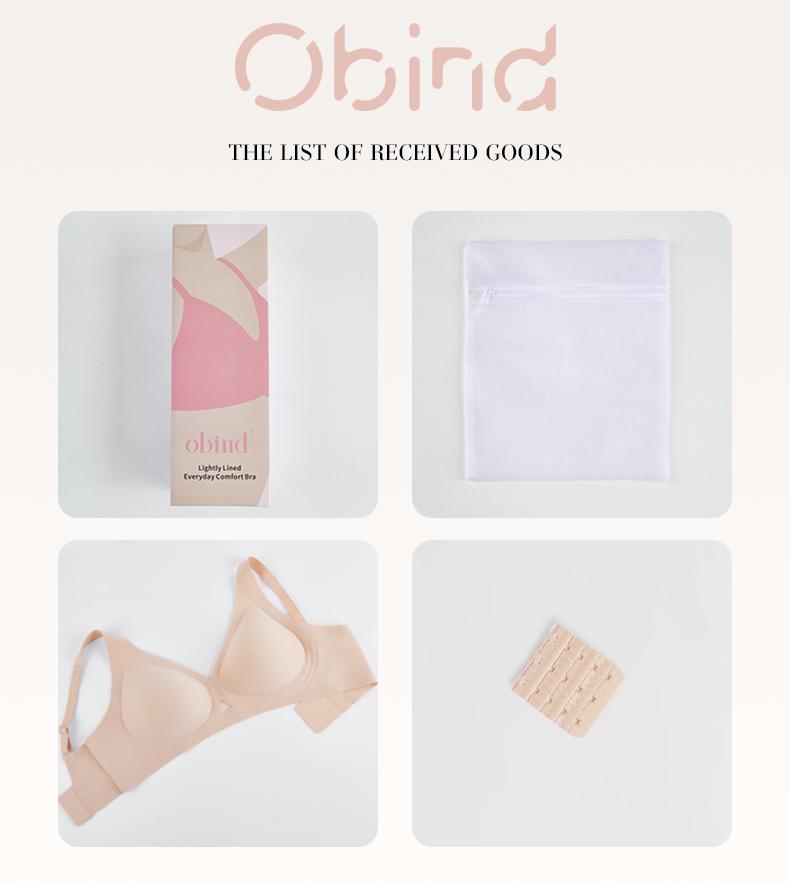 Obind Wireless Jelly Deep-V Bra Everyday Comfort Push-Up Seamless T-Shirt Bra Slimming Design Adjustable Straps Minimalist Soft Butter-Fabric Breathable Mesh Triangle Panel Basic Women’s Underwear
