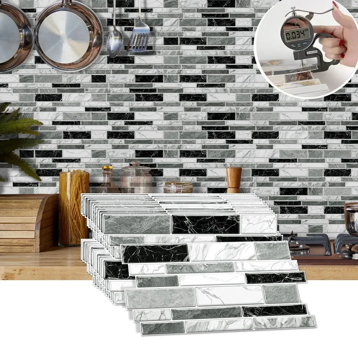 Self-Adhesive Faux Marble Finish Wall Decals, Marble Pattern Wallpaper, Peel and Stick Wallpaper Designs Bathroom, Waterproof & Easy to Clean, Heat-Resistant Wallpaper for Kitchens Bathrooms Living Rooms Dining Rooms Interior Walls