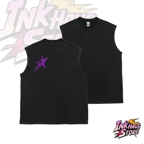 *JoJo's Bizarre Adventure* Purple Star Joestar Family Emblem - 100% Cotton Sleeveless Retro Wash Tank Top