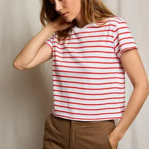 Everett Boxy Crew Tee Tomato Stripe