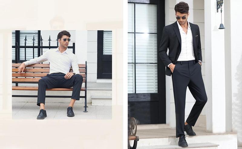 Alimens&Gentle Dress Shirts 16-Way Stretch Slim Fit Long Sleeve Button Down Business Casual Shirts Wrinkle Free Traveler Shirts Top Menswear