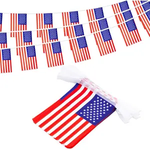 40Pcs American Flags Banner-36Feet USA Patriotic String Pennant for 4th of July, Red White Blue American String Flags Banner for Independence Day Outdoor Indoor Decor, Sports, Bars, Classroom