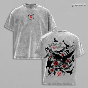 Retro Heavy Uchiha Itachi Character Naruto Anime Tee Hoodie Menswear Top Unisex Mineral Anime Manga Washed Heavy Cotton T-shirt, Gift For Anime Fan