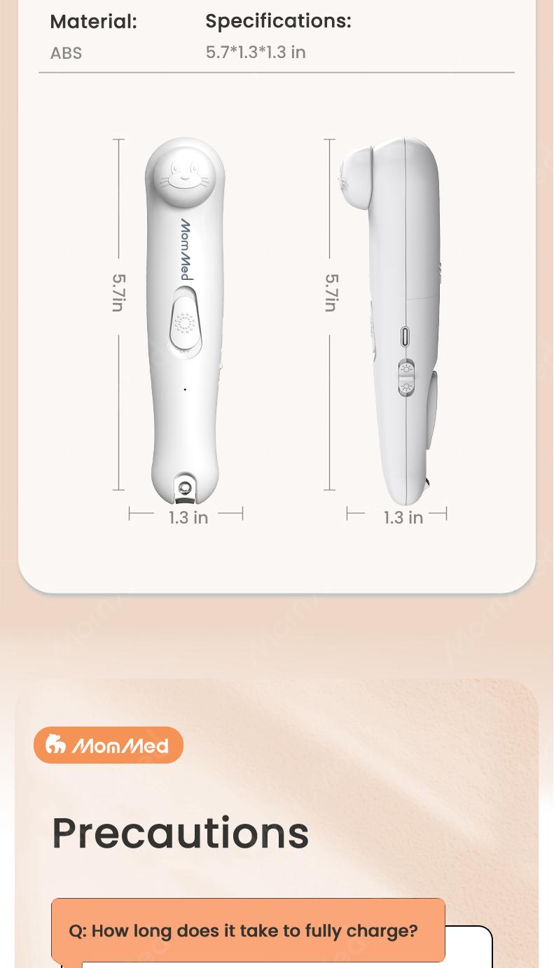 MOMMED Baby Finger nail clipper, 6 Grinding Heads and LED Light electric baby nail file