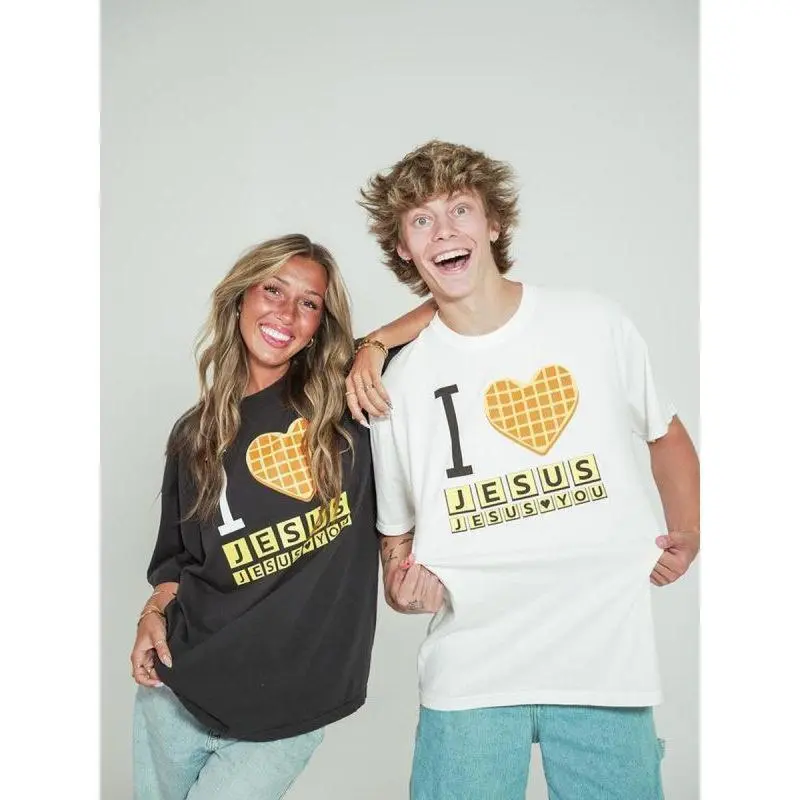 I Love Jesus Jesus Love You Waffle Comfort Colors Shirt, Bryce Crawford Merch, Christian Apparel Graphic Tee, Funny Christian Breakfast T-shirt, Unisex Casual 25   Inspirational Quote TShirt, Viral Unisex Comfort Colors rock