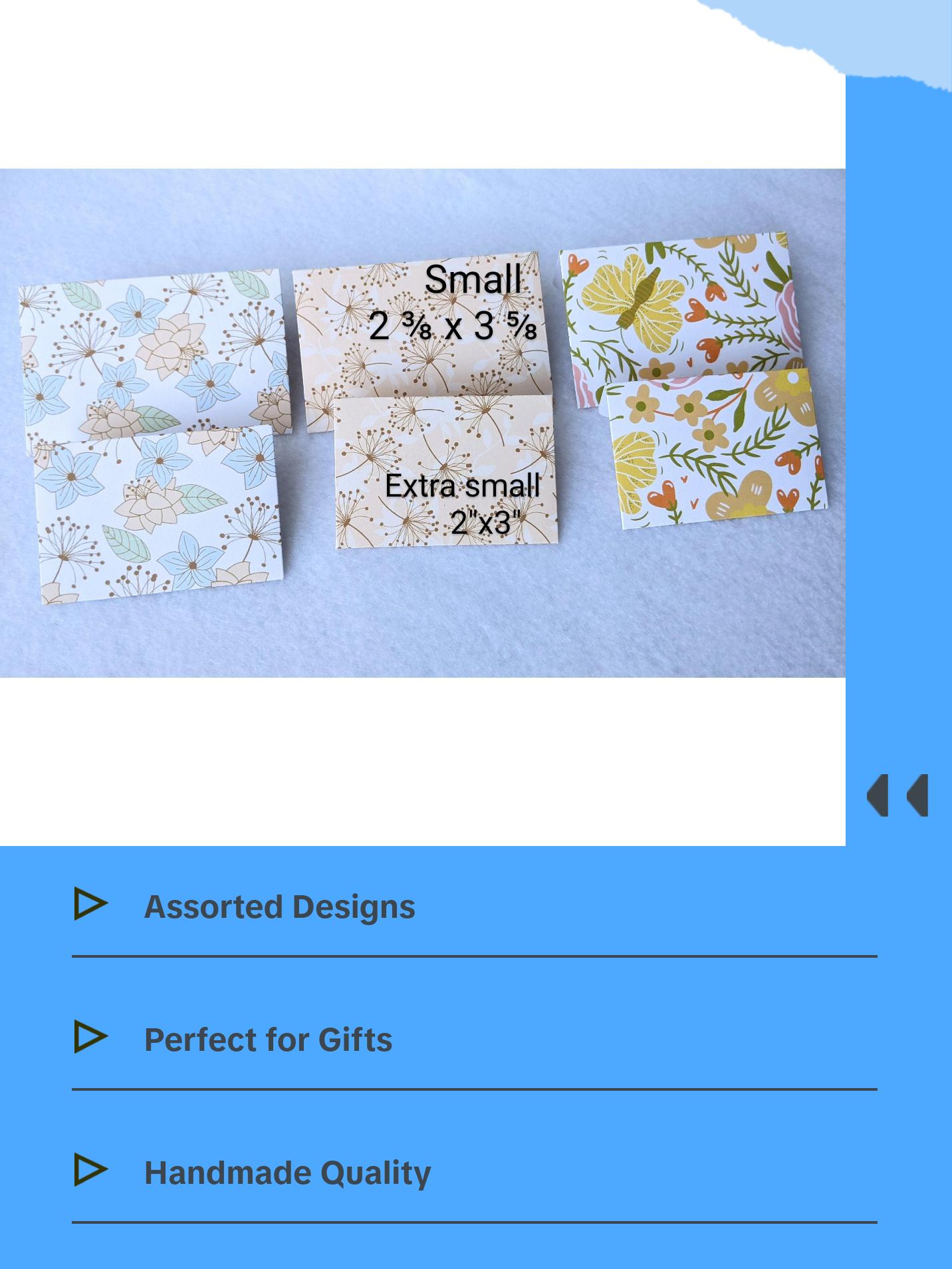 Assorted Floral Mini Envelopes-Mini Cards-Note Cards