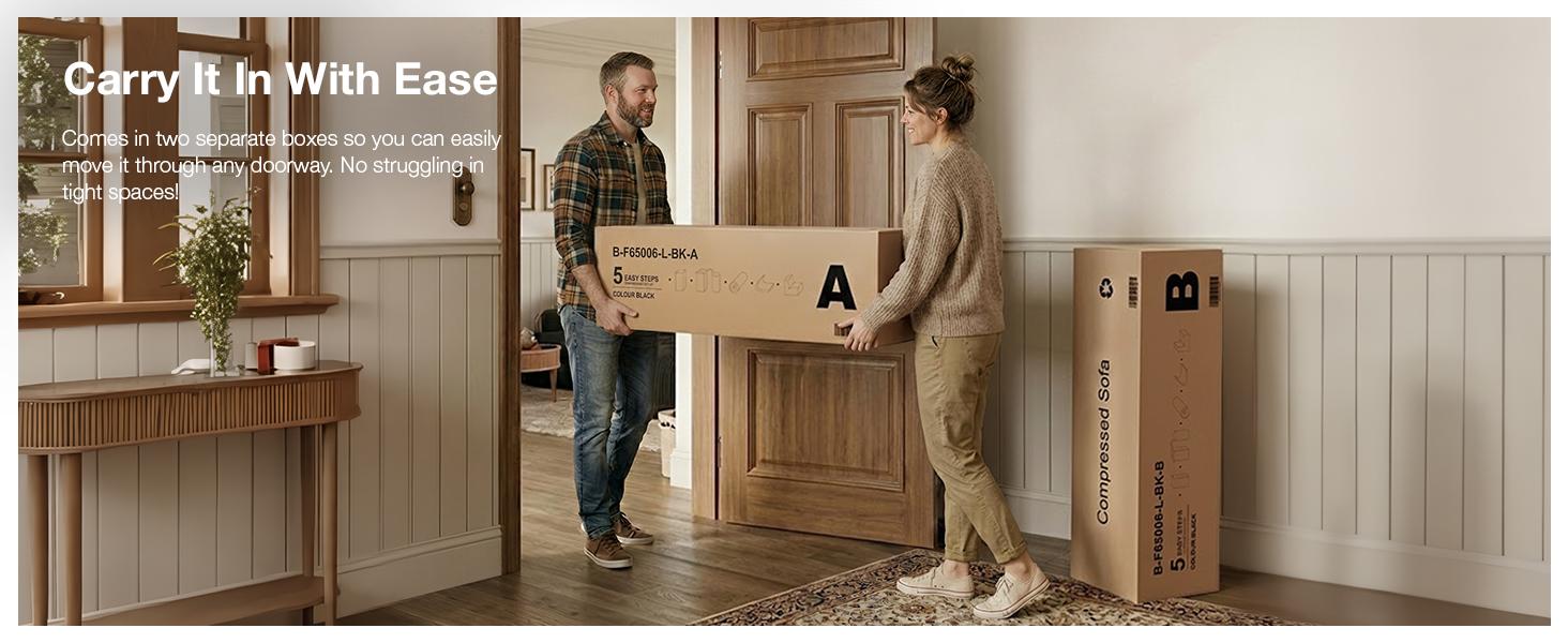 【2 Packages Shipping] L-Shape Plush Corduroy Velvet Modern Sofa with Deep Seat, Upholstered Couches for Living Room & Bedroom, No Assembly Required