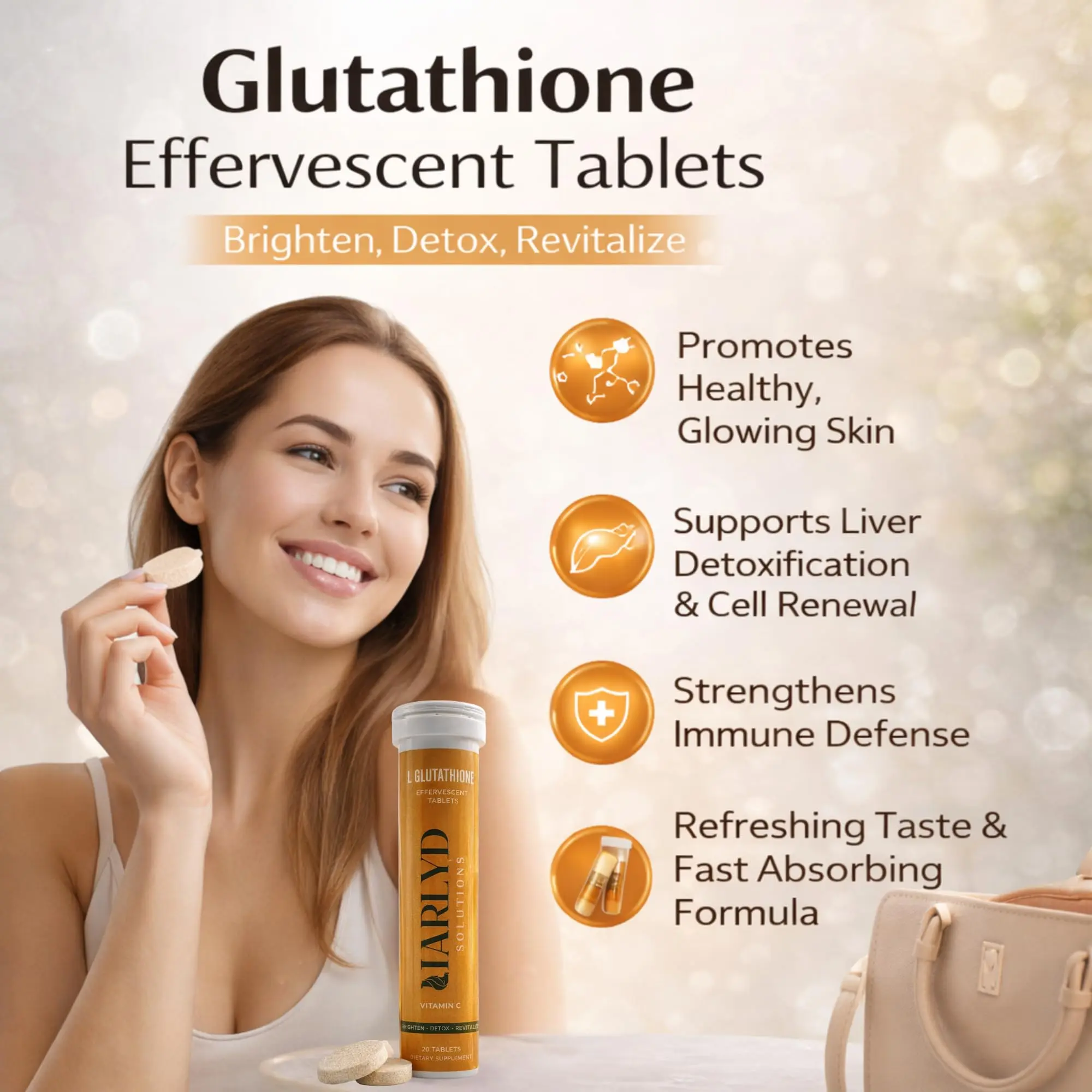 HARLYD SOLUTIONS L-Glutathione Effervescent Tablets with Vitamin C ...