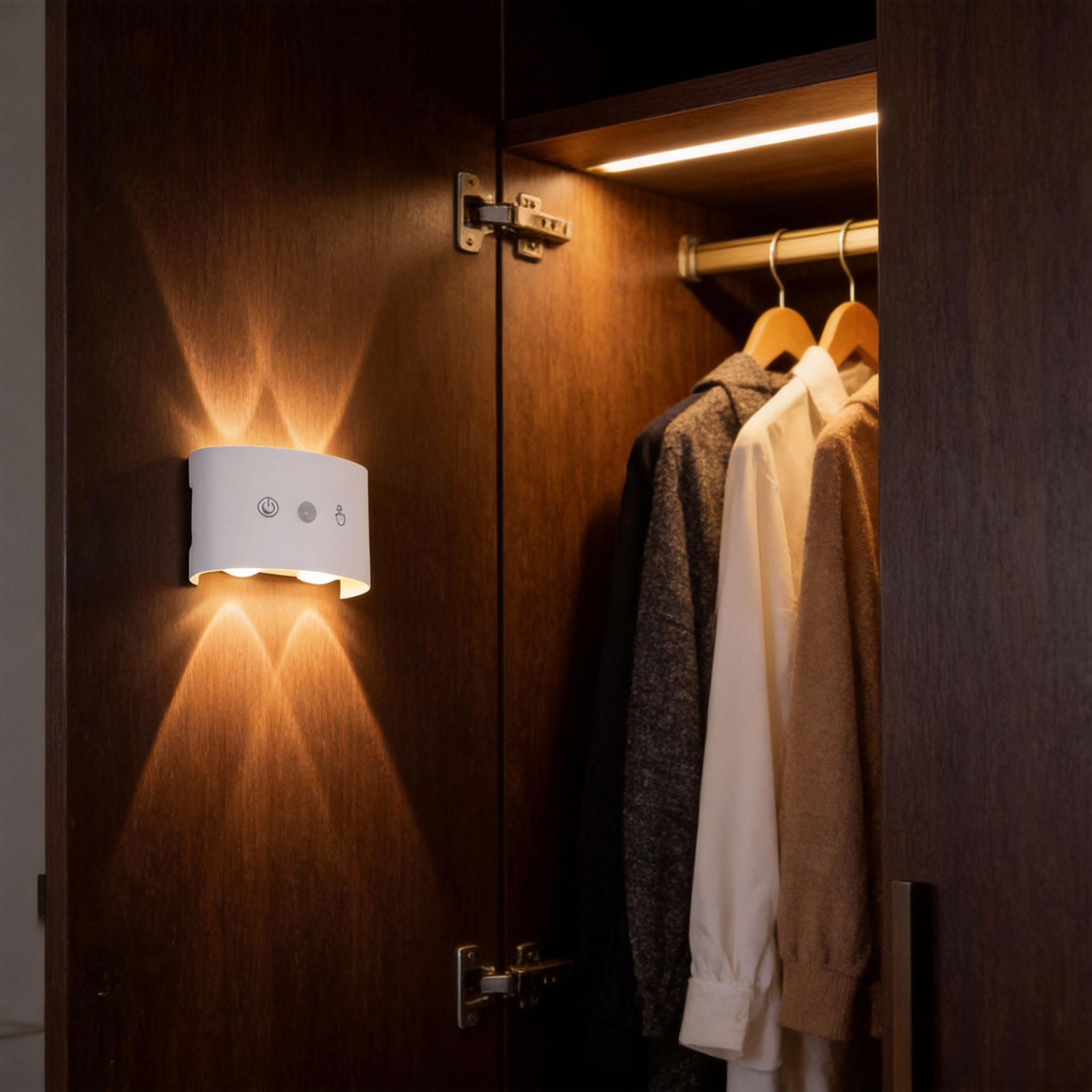 LED Light Smart Motion Sensor Wall Lamp with TouchSwitch Rechargeable Battery Powered Magnetic Installation for Indoor Decorative Ambiance Lighting