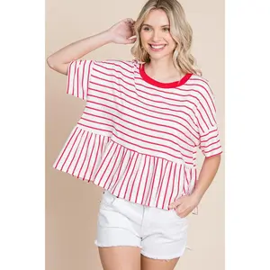 Striped Babydoll Short Sleeve Top
