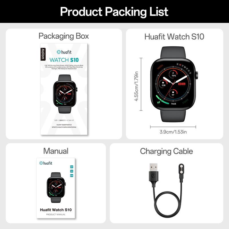 Aolon Huafit S10 smartwatch — a Valentine’s Day gift with a 1.83" borderless IPS display, Bluetooth calling, 23+ sports modes, message reminders, IP68 waterproof, compatible with Android & iPhone, unisex. Aolon Huafit S10 smartwatch — a Valentine’s Day gift with a 1.83" borderless IPS display, Bluetooth calling, 23+ sports modes, message reminders, IP68 waterproof, compatible with Android & iPhone, unisex.