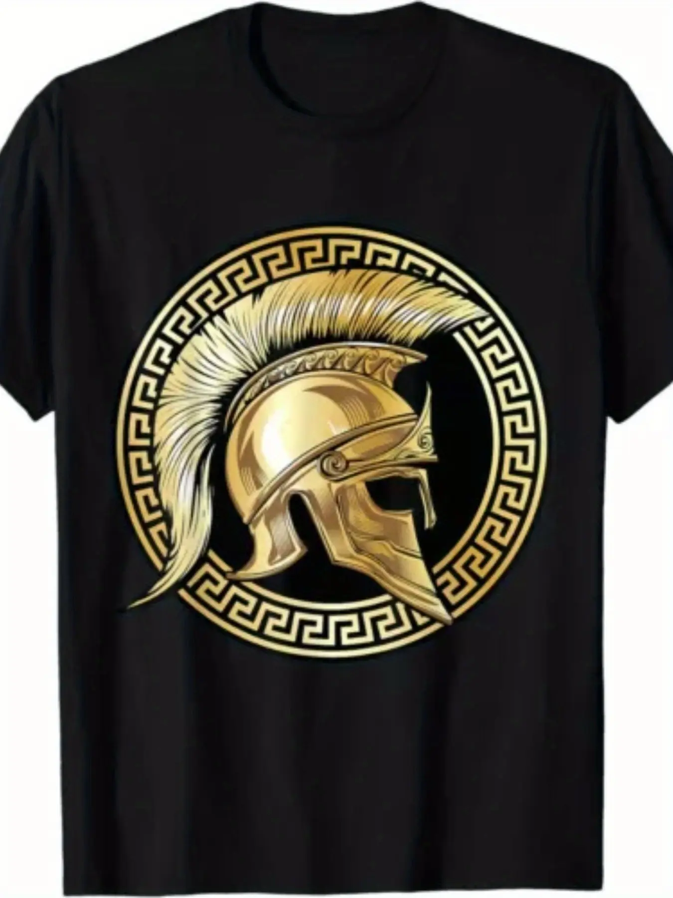 Men's Spartan Helmet  Greek Gladiator Design T-Shi unisex soft cotton short sleeve t shirt, vintage graphic casual tee for men women teens, perfect birthday holiday gift for camping travel gym daily street  wear
