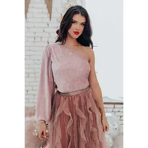 Tea In London Velvet Top In Dusty Purple