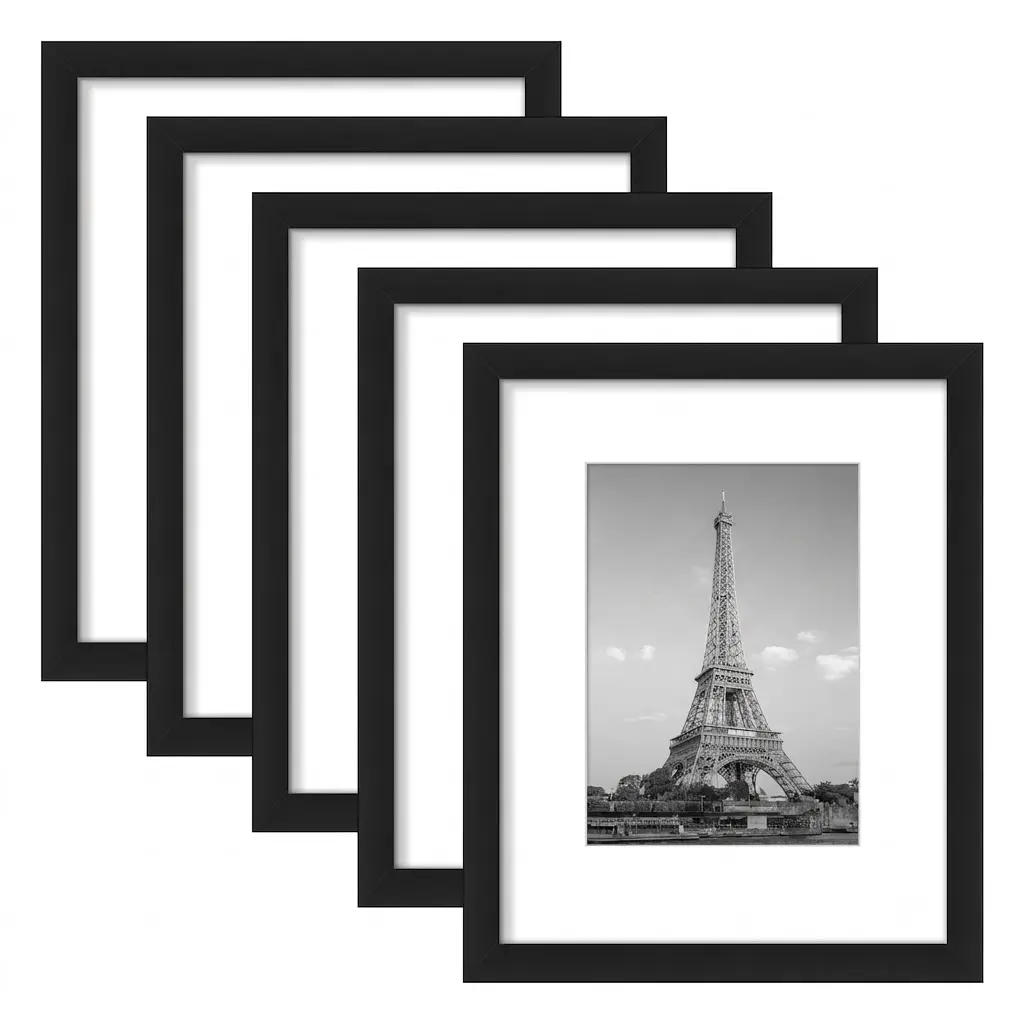 EMBER Wall Gallery Photo Frames - 8x10 Picture Frame Set of 5, Display Pictures 5x7 with Mat or 8 x 10 Without（Multiple colors）