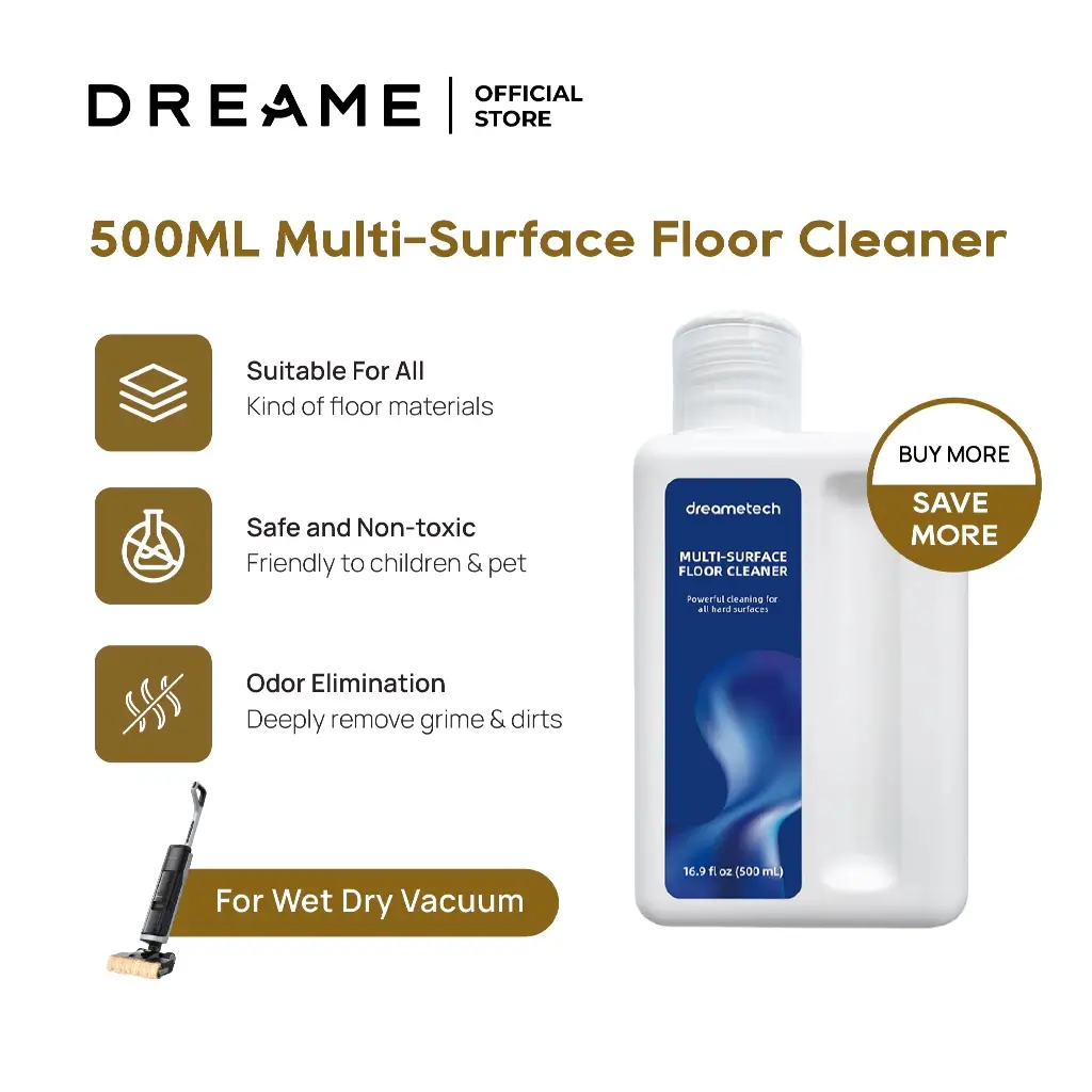DREAME Gentle Yet Powerful Multipurpose Cleaner Solution (16.9oz) for Wet Dry Vacuum, Clean Floors & Stain Remover Compatible with H12 Series, H13 PRO, G10 Series, K10 & K10 Plus Models