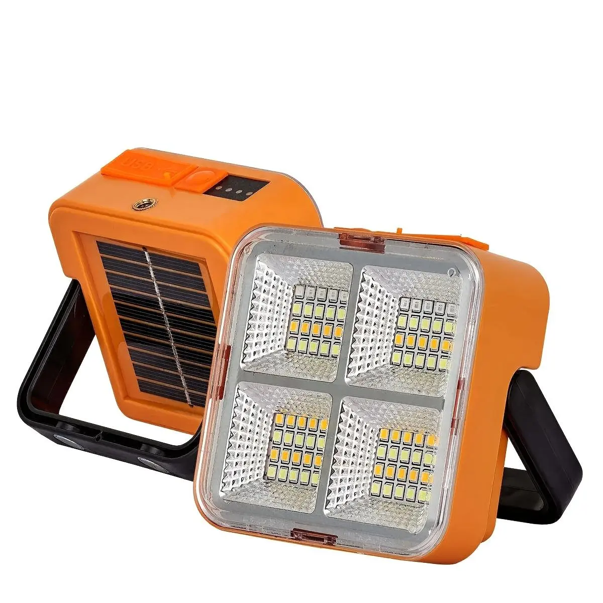 Solar Rechargeable LED Worklight - Portable Lamps with 1200mAh Lithium Ion Battery, Magnetic Base, Emergency Power, Polished Metal, Compact Design, USB Charging, for Outdoor Hiking, Off-Grid Reliable Lighting