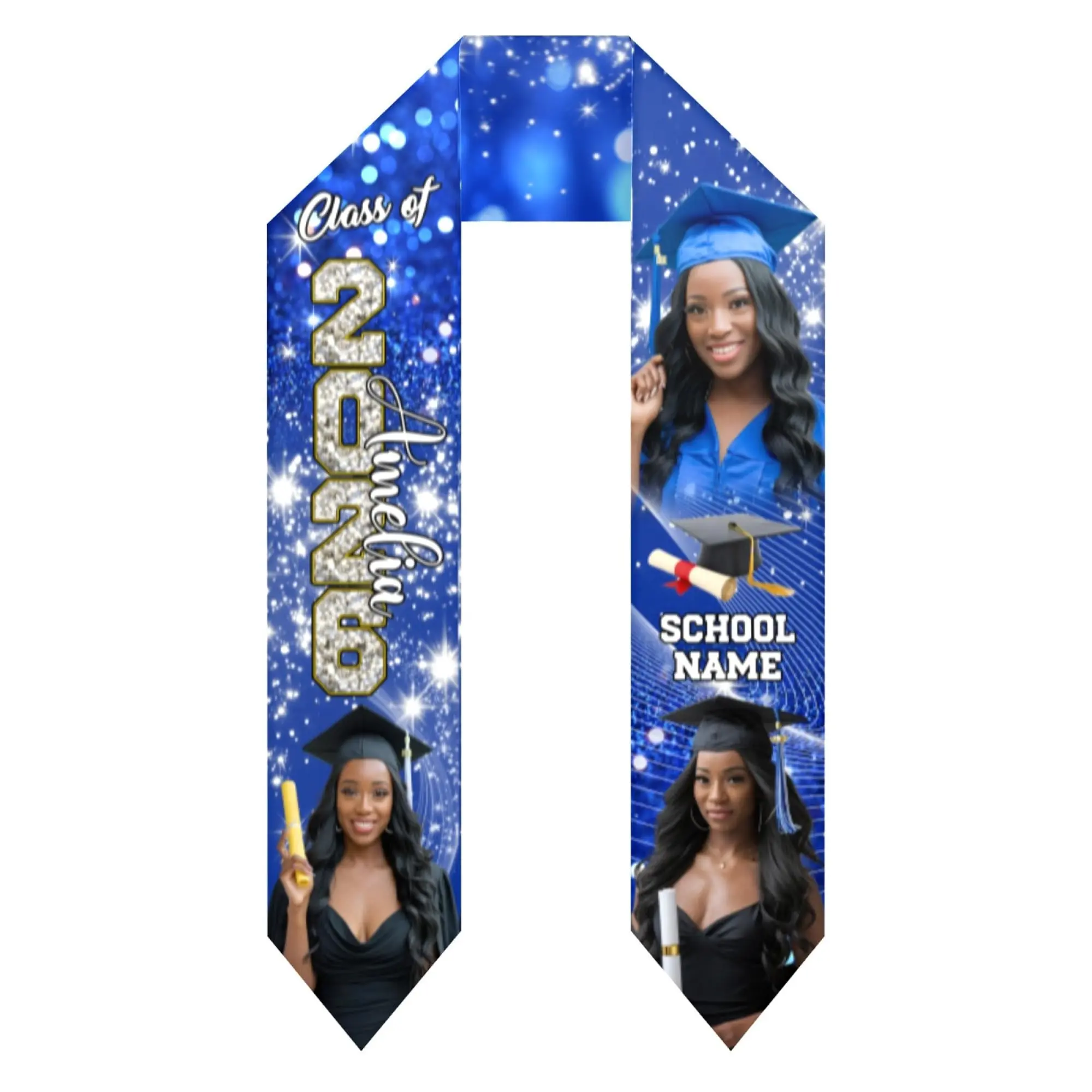 BARLEY ONE Click “Shop Chat”, Send Photo,Personalized Graduation Shawl (Class of 2026) — Custom Photo Graduation Stole, Graduation Sash with Photo, Personalized Graduation Ceremony Accessory Gift
