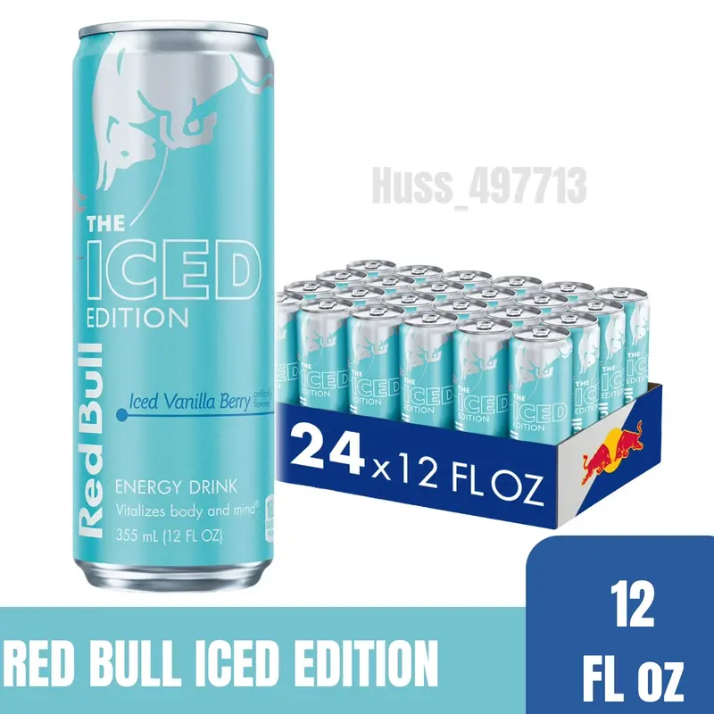 Red Bull Iced Edition Vanilla Berry Energy Drink 12 fl oz | Choose Your Pack 1-24 Cans | Smooth Refreshing Blend | Carbonated Beverage | Best Served Chilled