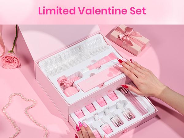 Beetles Tipex Nail Kit with Gel Polish, 192pcs Tipex Nail Tips with 6 Colors Gel Polish Solid Nail Glue Base & Top Coat, Mini UV Lamp DIY Manicure Cutics Gift for Women Girls