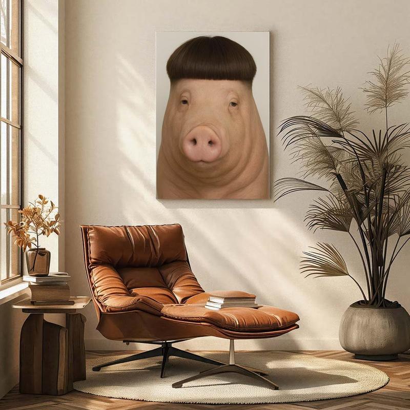 Funny Pig Head Decorative Oil Painting Canvas Wall Poster Art Painting Printing Modern Family Bedroom Decoration Poster Decorated In Modern Style
