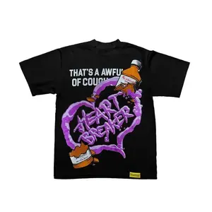 That's A Awful Lot Of Cough Syrup Heart Breaker Print Half Sleeve Tee Women Top For Summer Unisex Y2K Style Graphic T-shirts Graphic Tees Streetwear summer outfits men, men gifts designer shirts oversized tshirt men graphic tees for kids
