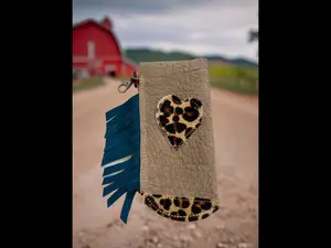 Beautiful Authentic Leather Sunglasses Case with Chapstick Holder