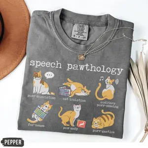Comfort Colors Funny Cats Speech Therapy Shirt, Language Pathologist T-Shirt, SLP Gift, Speech Therapist Tee, Speech Pathology Puns Tshirt, Full Colors