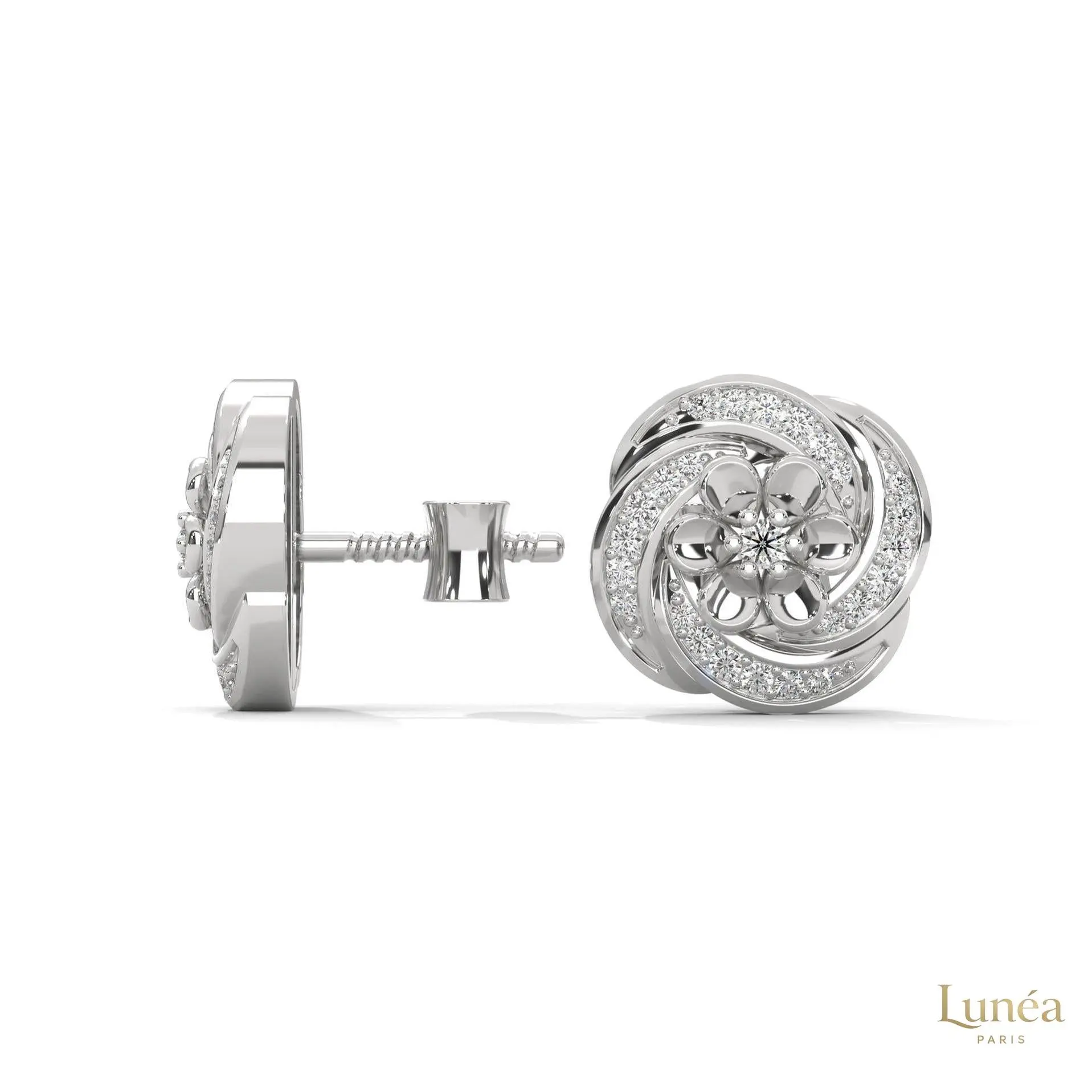 0.40 CT. Floral Cluster Diamond Stud Earrings | Lab Grown | 14K Gold & Platinum