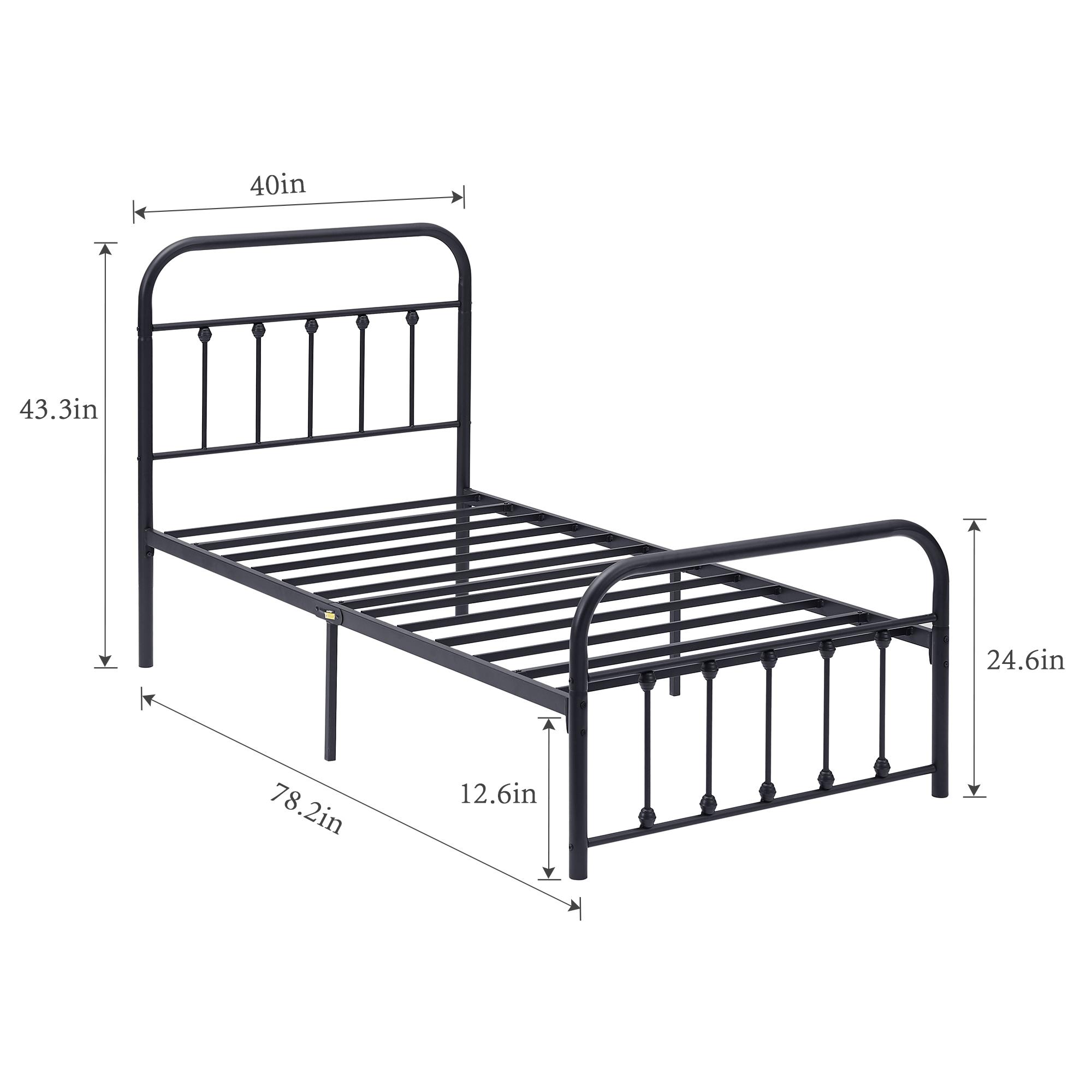 VECELO Classic Metal Platform Bed Frame Mattress Foundation with Victorian Style Iron-Art Headboard/Footboard/Under Bed Storage/No Box Spring Needed/Queen Size Black