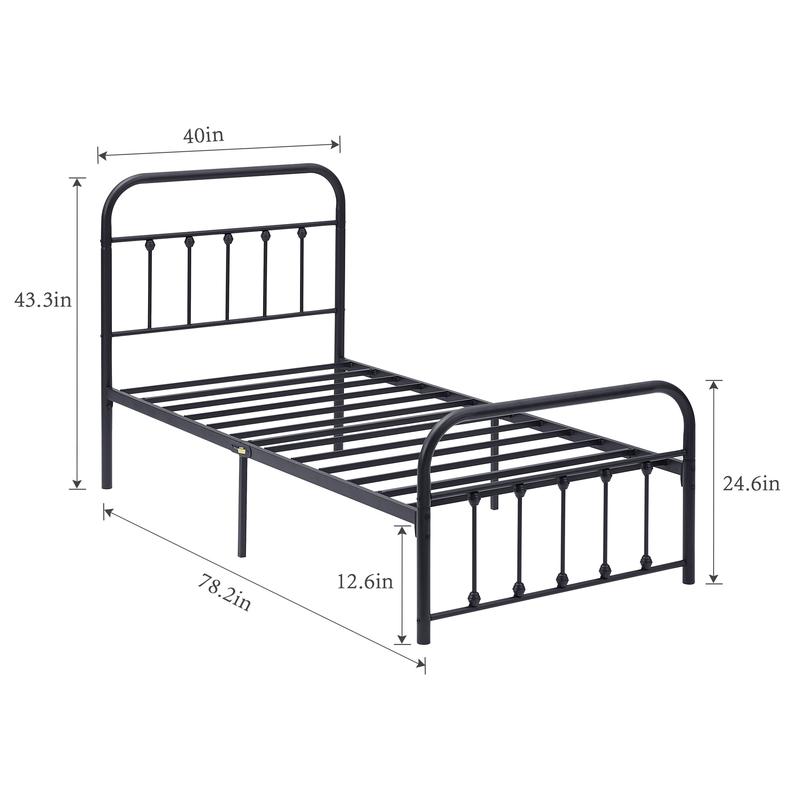 VECELO Classic Metal Platform Bed Frame Mattress Foundation with Victorian Style Iron-Art Headboard/Footboard/Under Bed Storage/No Box Spring Needed/Queen Size Black