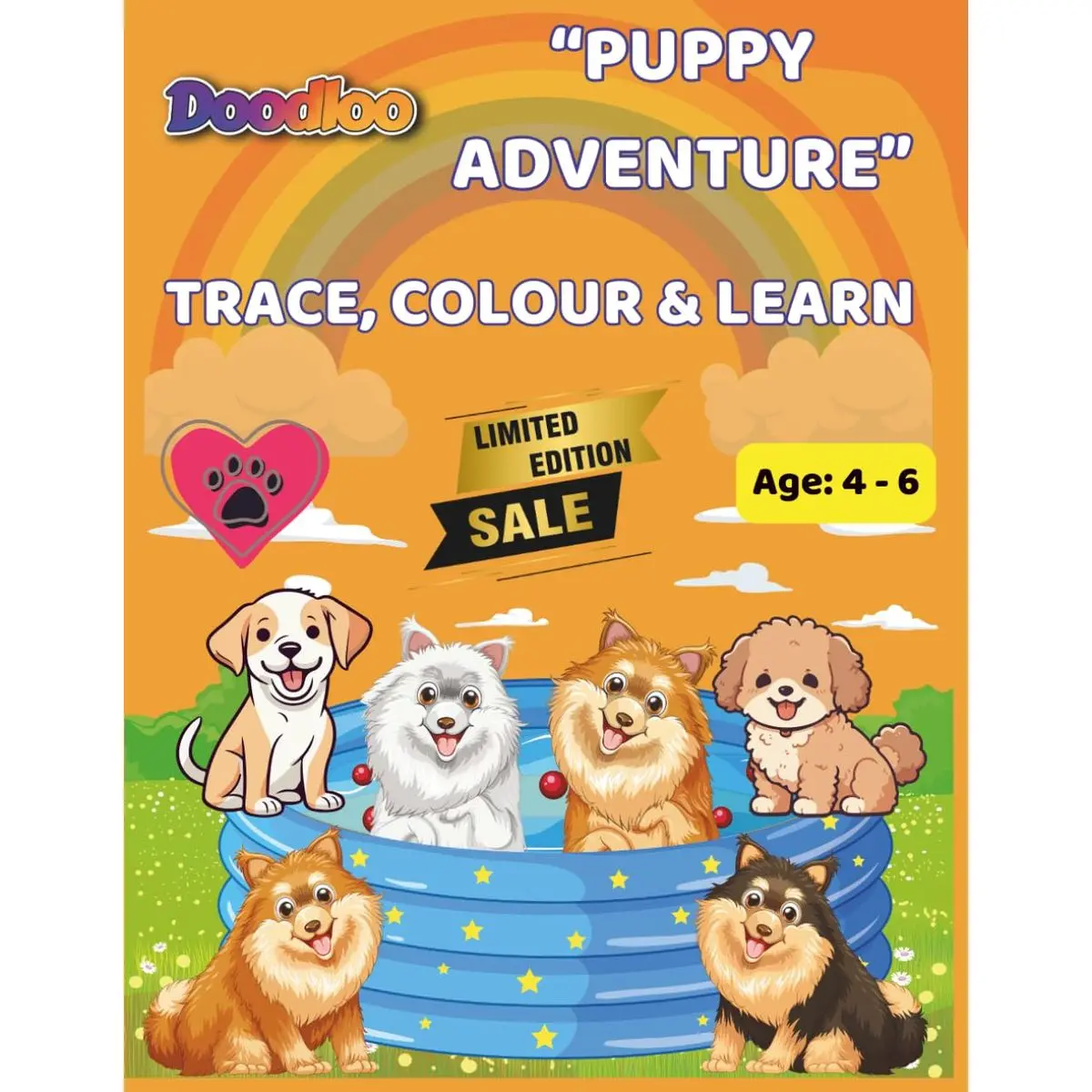 Doodloo Puppy Adventures: Trace, Color & Learn – Fun Activity Book for Ages 4–6: Adorable Puppy Scenes to Trace, Color, and Explore – Limited Edition Early Learning Book Paperback – May 22, 2025