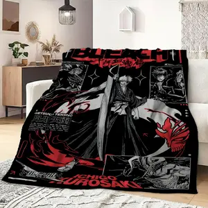 Vintage Bleeacch Anime Graphic Blanket, Heavyweight Soft Fleece Throw, Retro Soul Reaper Room Decor, Gift for Manga Fans | 060326.R0592.ID01