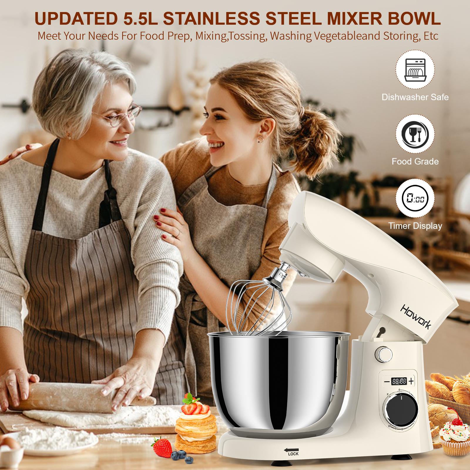 HOWORK Tilt-Head Stand Mixer (5QT/10-Speed) | 3-in-1 Baking Attachments for Home Bakers Steel Kitchen Appliances HOWORK Tilt-Head Stand Mixer (5QT/10-Speed) | 3-in-1 Baking Attachments for Home Bakers Steel Kitchen Appliances