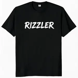 Rizzler Meme Cotton T-shirt, Unisex Summer Casual Wear, Round Neck Short Sleeve, Soft 100% Cotton, Trendy Graphic Party Outfit Tee
