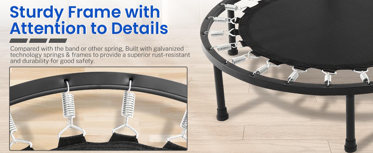 ANCHEER Foldable Trampoline, Mini Rebounder Trampoline with Adjustable Handle,  Indoor/Garden/Workout Cardio, Parent-Child Twins Trampoline Max 220lbs