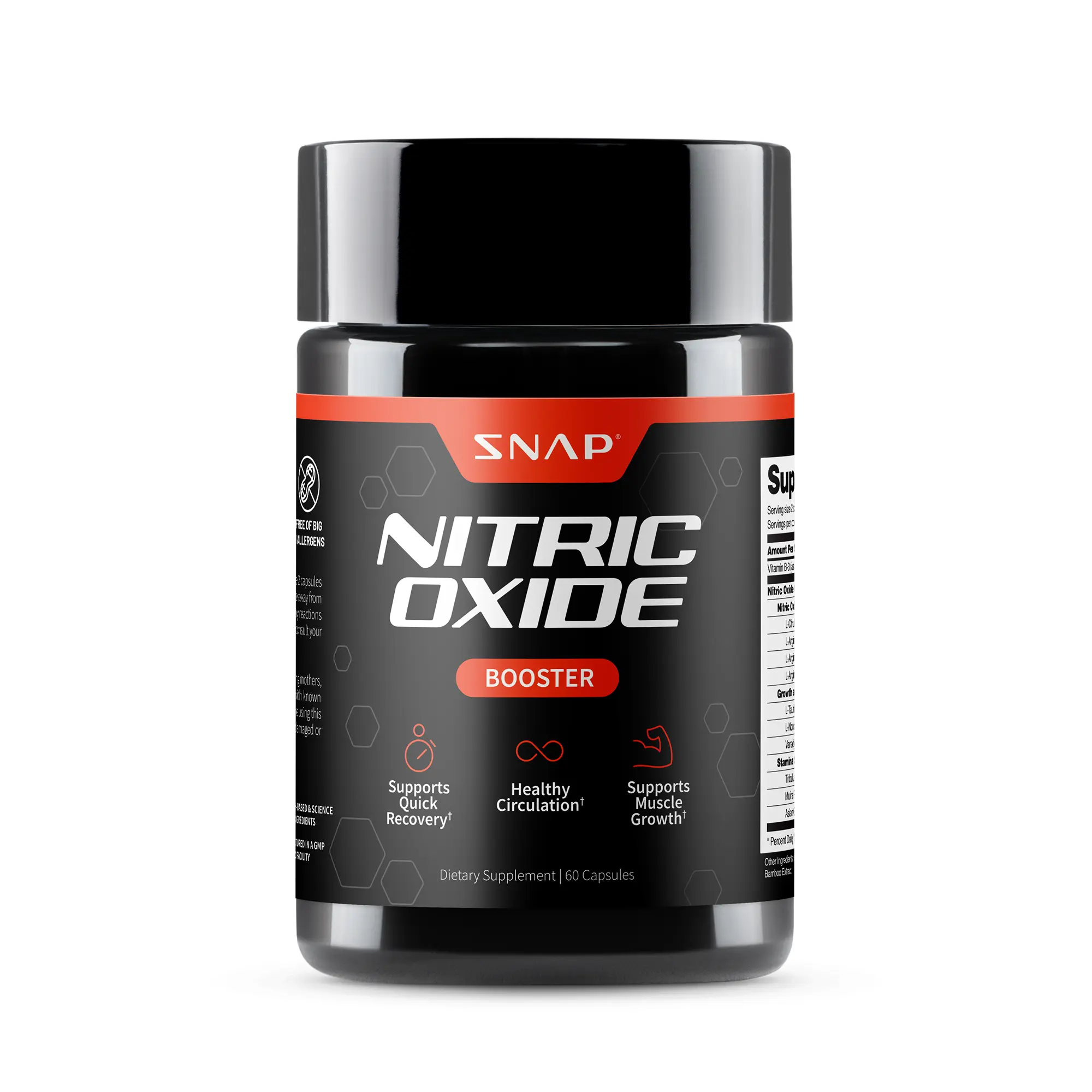 Snap Supplements - Nitric Oxide Booster - Support Healthy Blood Circulation -  Nitric Oxide Supplement for Men and Women - 3rd party tested - 60 count