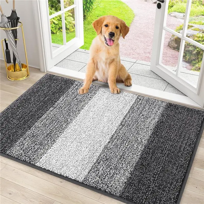 Indoor Entry Doormat for Pet Owners - 30x20 in Grey Home Decor Rug, Soft Anti-Slip Area Rug, Durable Color Block Cool-Toned Decorative Pattern Doormat, Easy Clean, Grip Bottom, Highly Absorbent, Decorative Pattern Doormats
