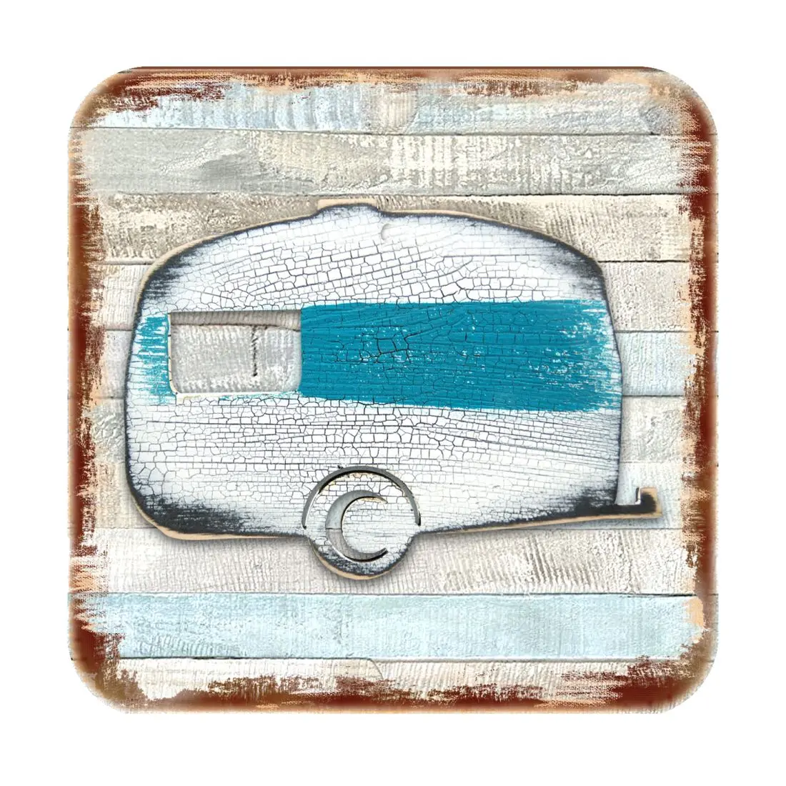 Nature Wonders 8198431-9C-S4 4 x 4 in. Woodsy Camper Wooden Cork Coasters Gift - Set of 4