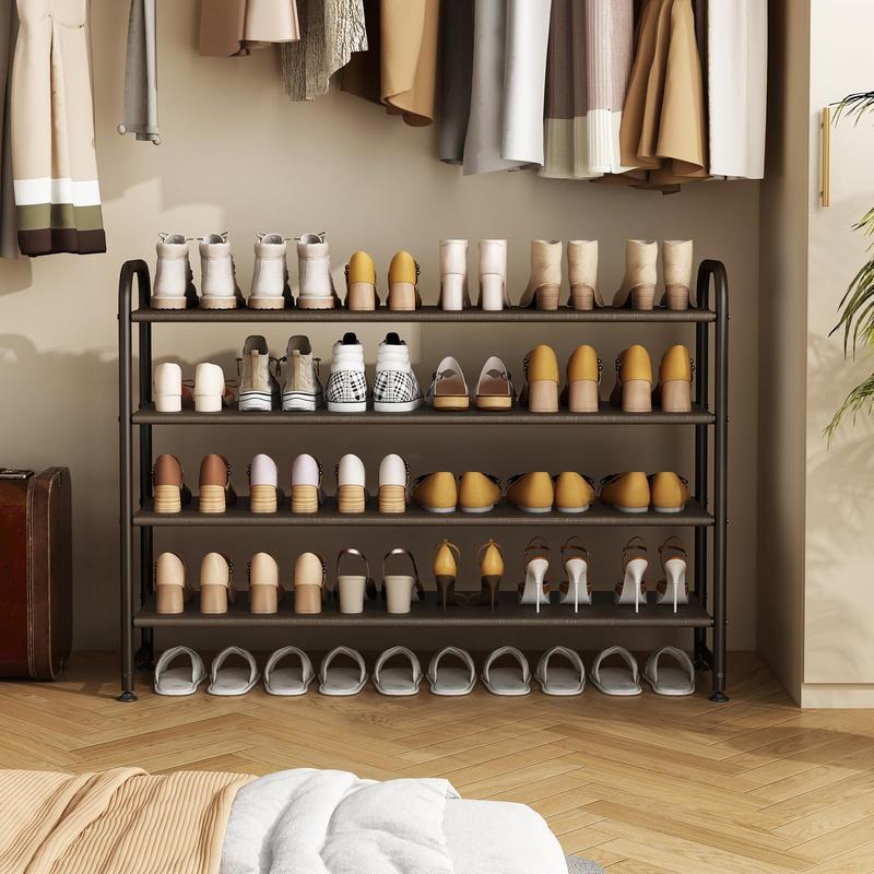 SUOERNUO 2 / 3 /4Tier  Long Shoe Rack for Closet Shoe Organizer for Closet Floor Entryway Storage Stackable Wide Shoe Shelf