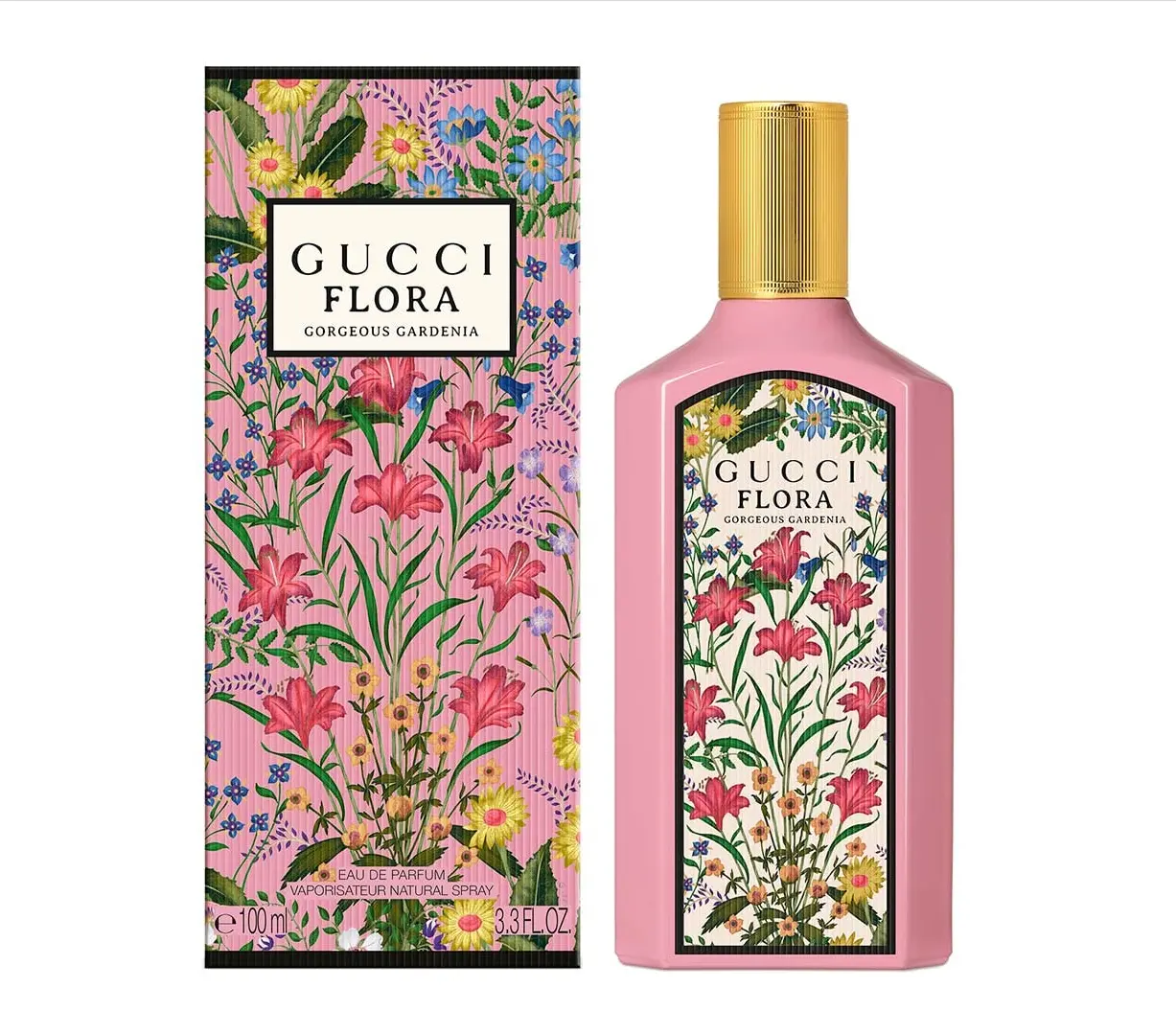 Gucci Flora Gorgeous Gardenia EDP 2PC Gift Set for Women – 3.3oz EDP & Travel Spray, Floral Fragrance with Pear Blossom & Gardenia, Perfume Sampler & Discovery Set