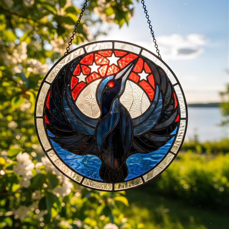 Rebel Loon Stained Glass Suncatcher, Minnesota Resistance Rebel Style Art, Natural Home Decor