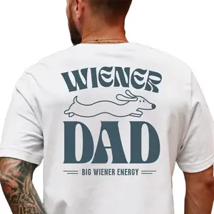 Wiener Dog Shirt for Men, Dog Dad T-Shirt, Big Wiener Energy T-Shirt, Funny Dachshund Shirt, Wiener Dad graphic design unisex cotton t-shirt 2 christmas thanksgiving