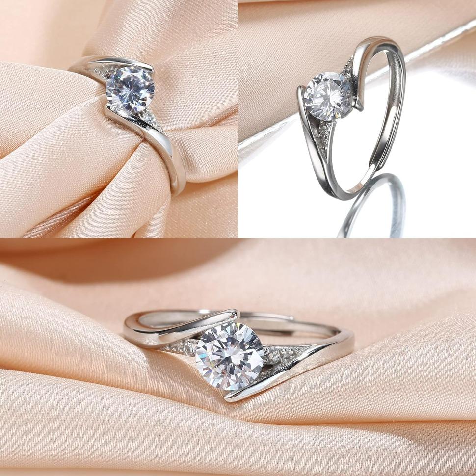 MILACOLATO 925 Sterling Silver Moonstone Rings for Women Cubic Zirconia Ring Engagement Anniversary Wedding Promise Adjustable Ring maxine jewelry