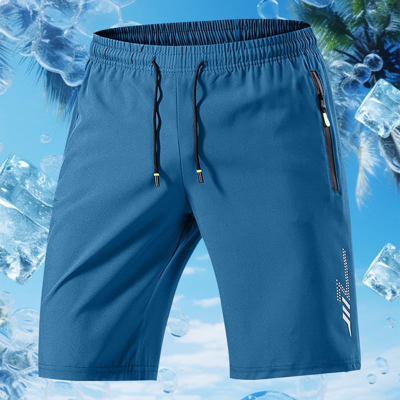 Men's sports shorts, summer casual quick-dry elastic waistband drawstring shorts with zipper pockets, durable and comfortable, suitable for gym workouts and outdoor leisure activities, perfect as a gift gear