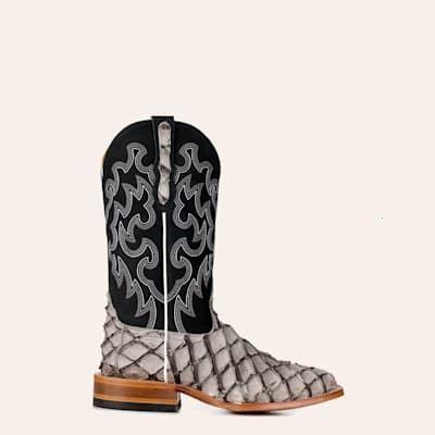Cavender’s Men’s Wide Square Toe Western Cowboy Boots – Charcoal Gray & Black