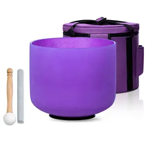 Quartz Crystal Singing Bowl 10 inch Purple B Note for Mindfulness Meditation Yoga Sound Baths with Mallet Case